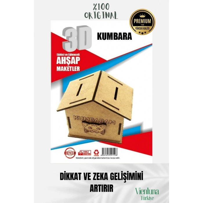 Yeni Sezon Eğitici Öğretici 3 Boyut Ahşap Puzzle Zeka Geliştirici Boyanabilir Oyun Maket Kumbara