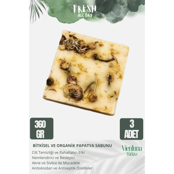 Özel Üretim El Yapımı %100 Doğal Ferah Kokulu El Yüz Saç Vücut Cilt Dostu Papatya Sabunu 3 Adet