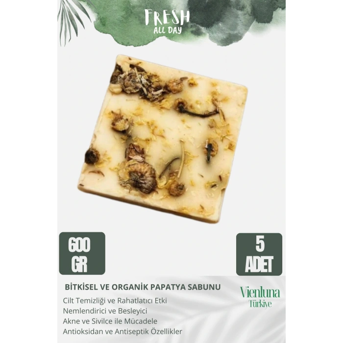 Özel Üretim El Yapımı %100 Doğal Ferah Kokulu El Yüz Saç Vücut Cilt Dostu Papatya Sabunu 5 Adet