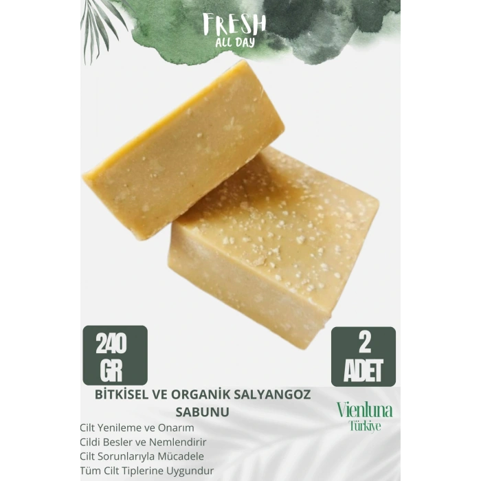 Özel Üretim El Yapımı %100 Doğal Ferah Kokulu El Yüz Saç Vücut Cilt Dostu Salyangoz Sabunu 2 Adet