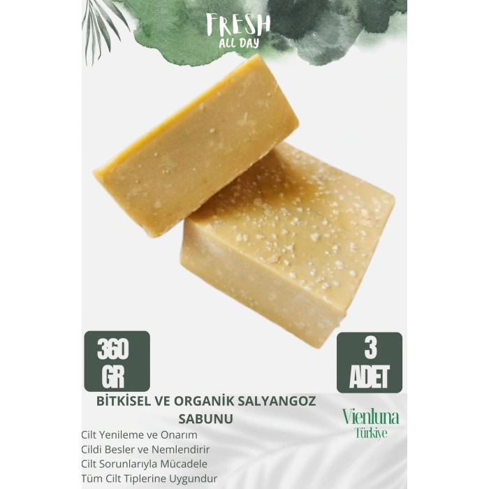 Özel Üretim El Yapımı %100 Doğal Ferah Kokulu El Yüz Saç Vücut Cilt Dostu Salyangoz Sabunu 3 Adet