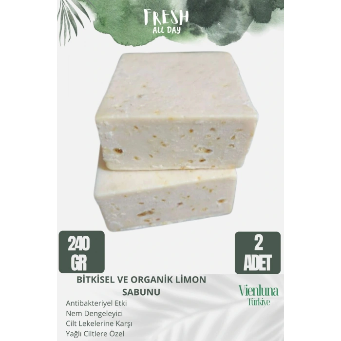 Özel Üretim El Yapımı %100 El YÜz Vücut Saç Lüks Doğal Ferah Kokulu Cilt Dostu Limon Sabunu 2 Adet