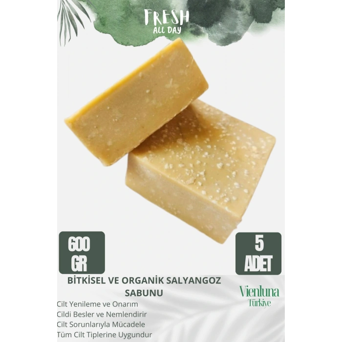 Özel Üretim El Yapımı %100 Doğal Ferah Kokulu El Yüz Saç Vücut Cilt Dostu Salyangoz Sabunu 5 Adet