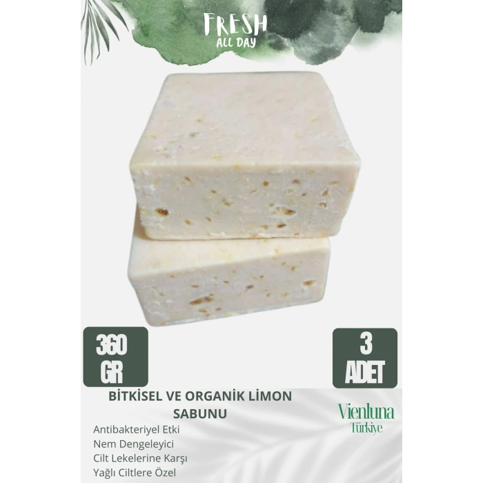 Özel Üretim El Yapımı %100 El YÜz Vücut Saç Lüks Doğal Ferah Kokulu Cilt Dostu Limon Sabunu 3 Adet