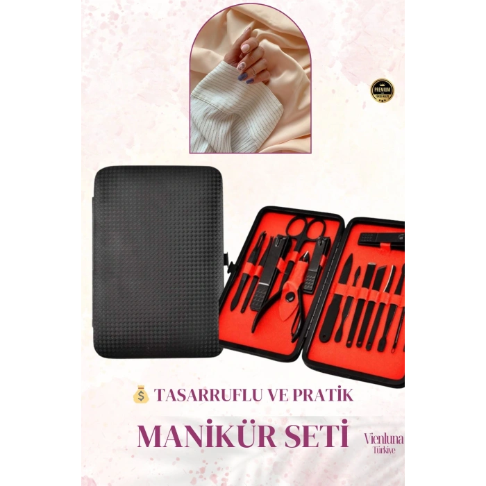 Premium Kalite Dayanıklı Profesyonel Manikür Seti Paslanmaz Çelik El Yüz Ayak Nail Bakım 15 Parça