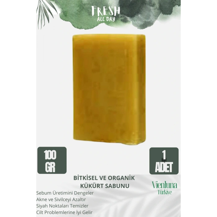 Özel Üretim El Yapımı %100 Doğal El Yüz Lüks Doğal Ferah Kokulu Cilt Dostu Kükürt Sabunu 1 Adet