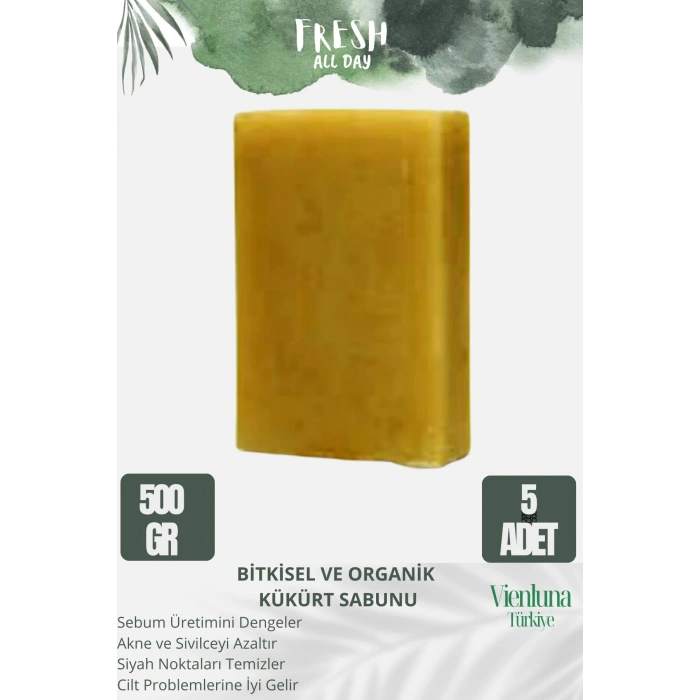 Özel Üretim El Yapımı %100 Doğal El Yüz Lüks Doğal Ferah Kokulu Cilt Dostu Kükürt Sabunu 5 Adet