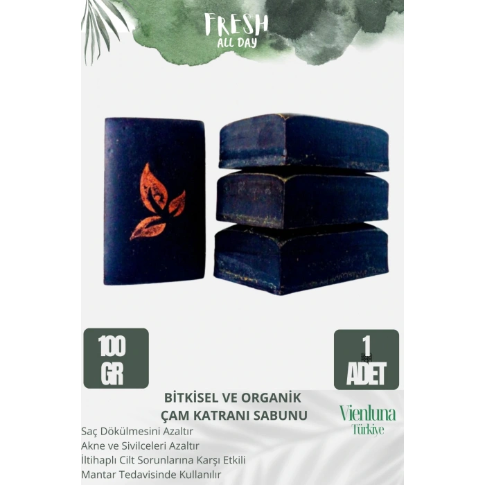 Özel Üretim El Yapımı %100 Doğal Lüks Doğal Ferah Kokulu Cilt Dostu Çam Katranı Sabunu 1 Adet