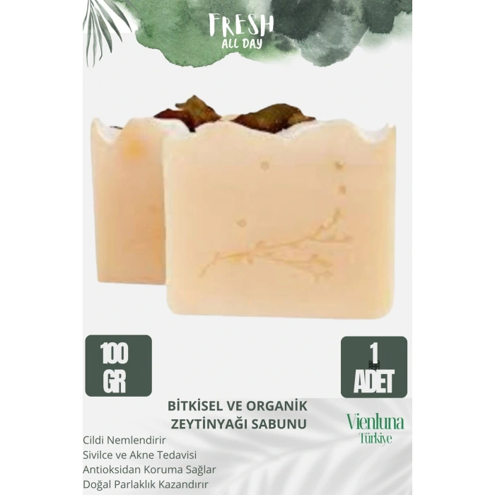 Özel Üretim El Yapımı %100 Doğal Ferah Kokulu Saç El Yüz Vücut Cilt Dostu Zeytinyağı Sabun 1 Adet
