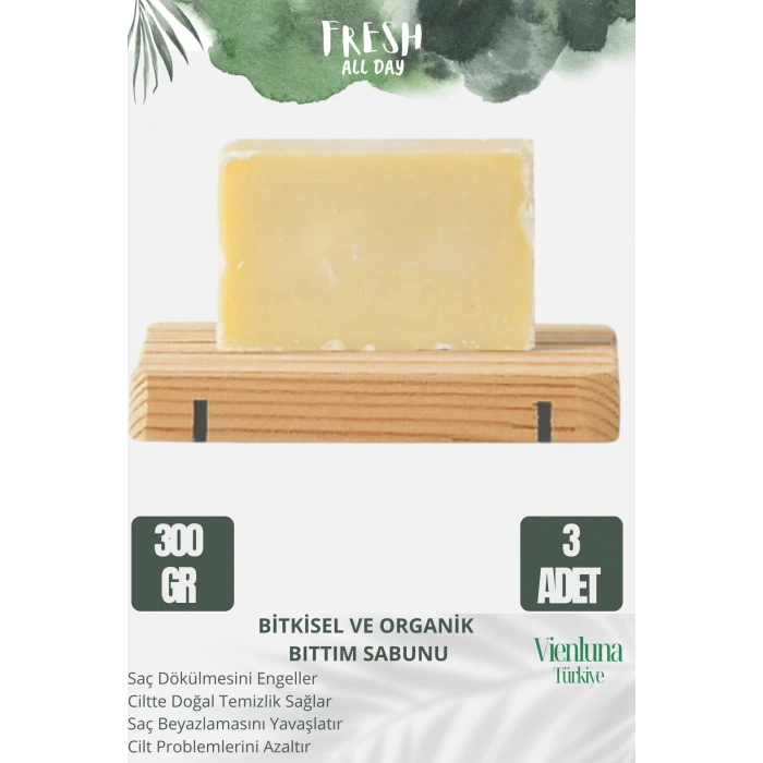 Özel Üretim El Yapımı %100 Doğal Vücut Saç El Yüz Lüks Ferah Kokulu Cilt Dostu Bıttım Sabunu 3 Adet