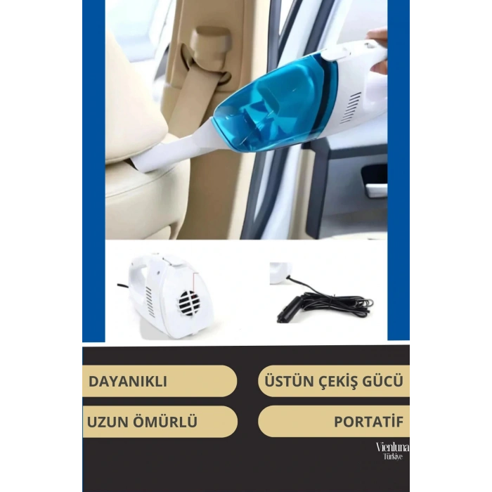 Premium Seri Dayanıklı 12v Uzatma Kablolu Yüksek Çekimli Araç Çakmaklık Girişli Oto Süpürgesi