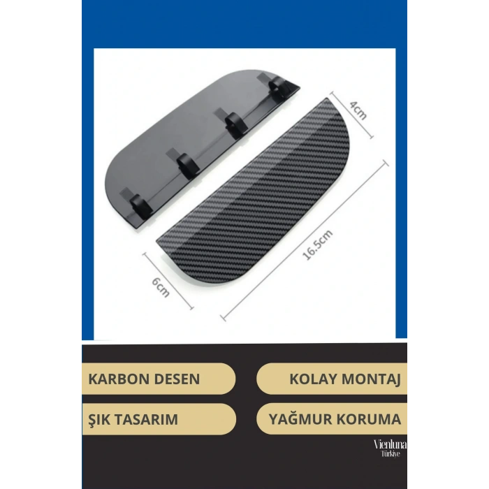 Premium Kalite Universal Uyumlu Kolay Montaj Karbon Desenli Su Yağmur Koruyucu Ayna Siperliği