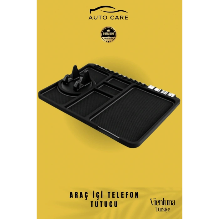 Premium Üretim Kaydırmaz Çizdirmez Numaratörlü  Araç İçi Telefon Tutucu Organizer