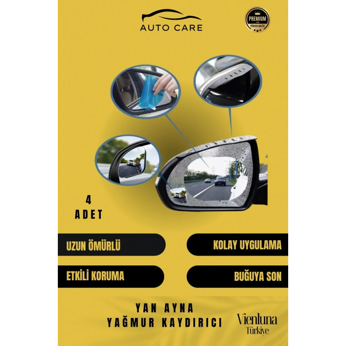 Preimum Üretim Yağmur Kaydırıcı Buğu Önleyici Film Araba Dikiz Aynası Filmi Su Tutmaz 4 Adet