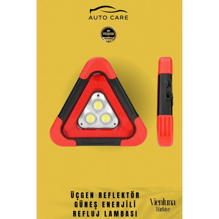 Özel Üretim Su Geçirmez 3 Ledli Solar Üçgen Reflektör Güneş Enerjili Refluj Araba Lambası