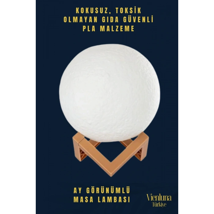High Quality Çevre Korumalı 3B Standlı Yüksek Güçlü Led Ay Görünümlü Dekoratif Gece Masa Lambası