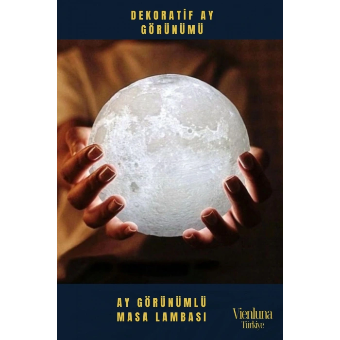 High Quality Çevre Korumalı 3B Standlı Yüksek Güçlü Led Ay Görünümlü Dekoratif Gece Masa Lambası
