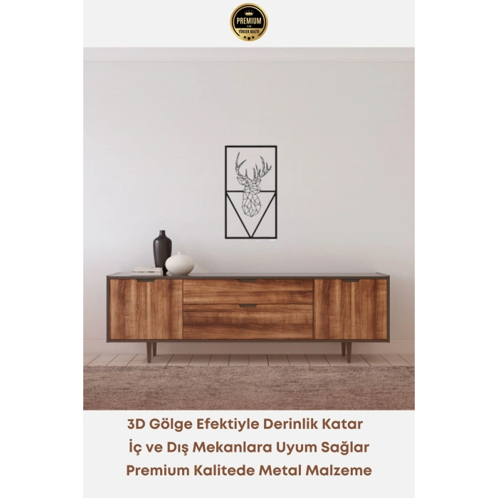 Premium Kalite Modern Stil Geyik Figürlü Metal Ev Ofis Duvar Dekoru