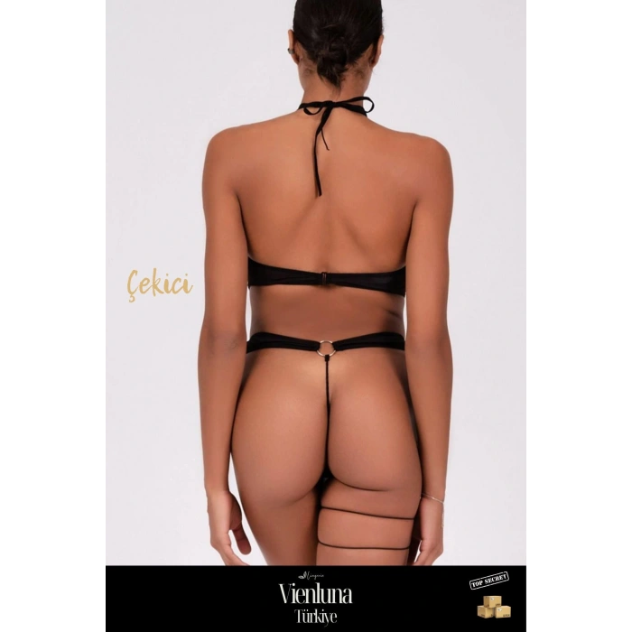 Premium Seri Kadın Modern Çekici Seksi Özel File Dantel Önü Kurdelalı Şık Fantezi Babydoll Body