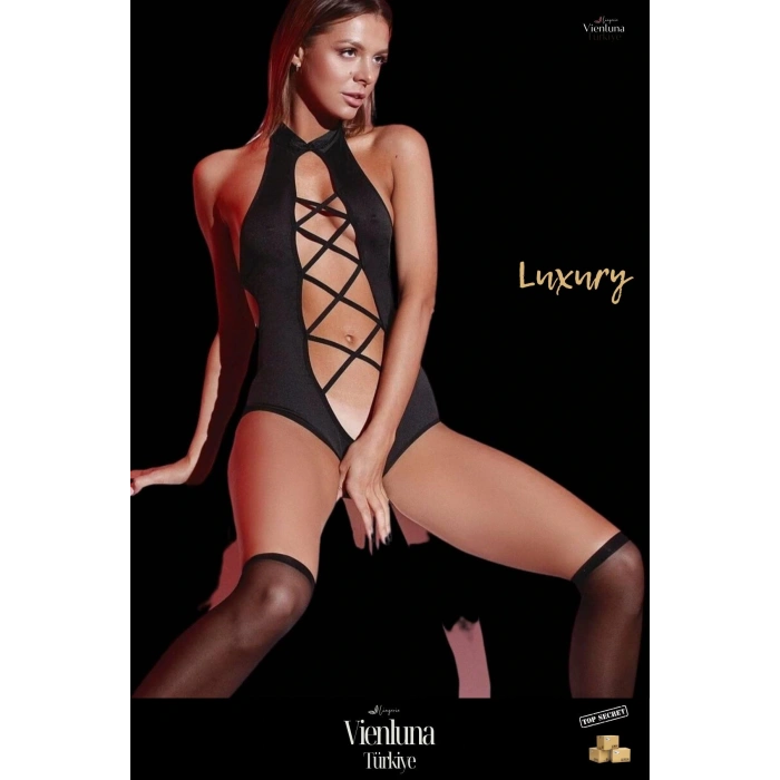 Yeni Sezon Şık Kadın Lüks Modern Erotik Çekici Seksi Özel Önü Açık Kurdelalı Fantezi Babydoll Body