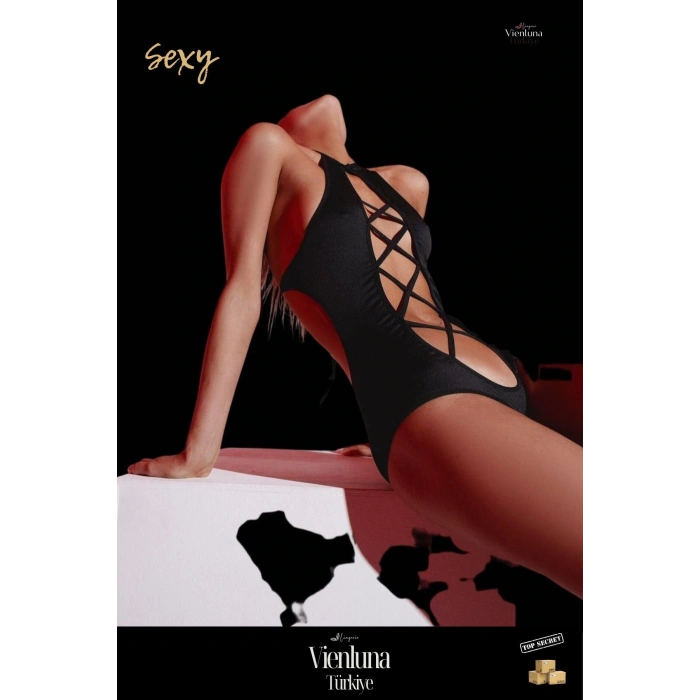 Yeni Sezon Şık Kadın Lüks Modern Erotik Çekici Seksi Özel Önü Açık Kurdelalı Fantezi Babydoll Body