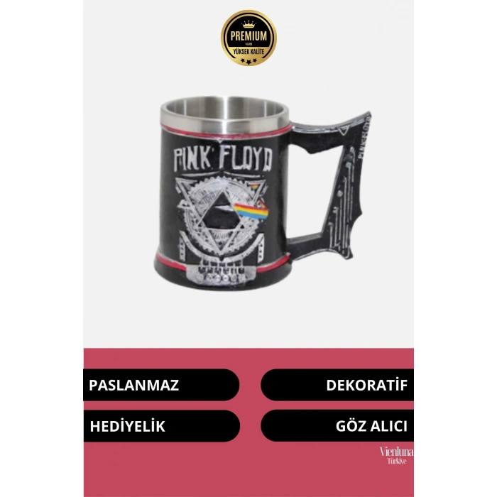 Deluxe Tasarım Dekoratif Estetik Armağan Sevgili Dost Paslanmaz Çelik Pink Floyd Kupa 12*15 cm