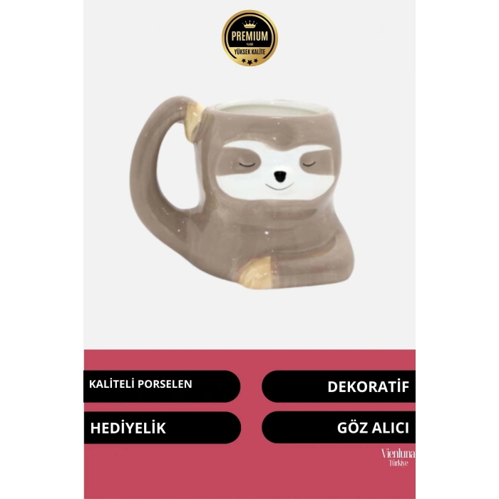 Deluxe Tasarım Dekoratif Estetik Armağan Sevgili Dost Arkadaş Porselen Koala Kupa 11*12 Cm