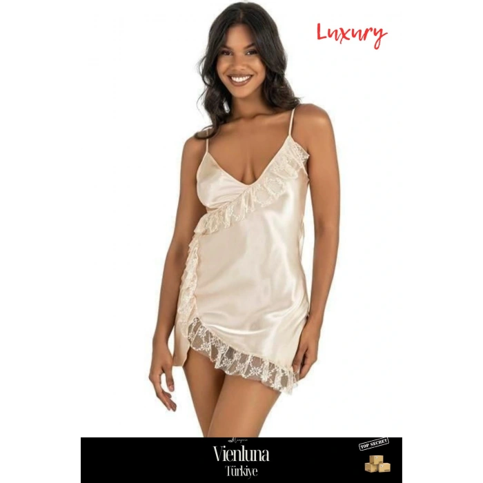 Özel Üretim Premium Ürün Şık Rahat Lüks Zarif Modern Seksi Fantezi Erotik Kısa Saten Gecelik