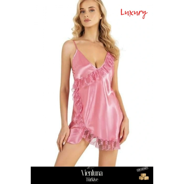 Premium Seri Özel Şık Rahat Lüks Zarif Erotik Çekici Modern Seksi Fantezi Erotik Kısa Saten Gecelik