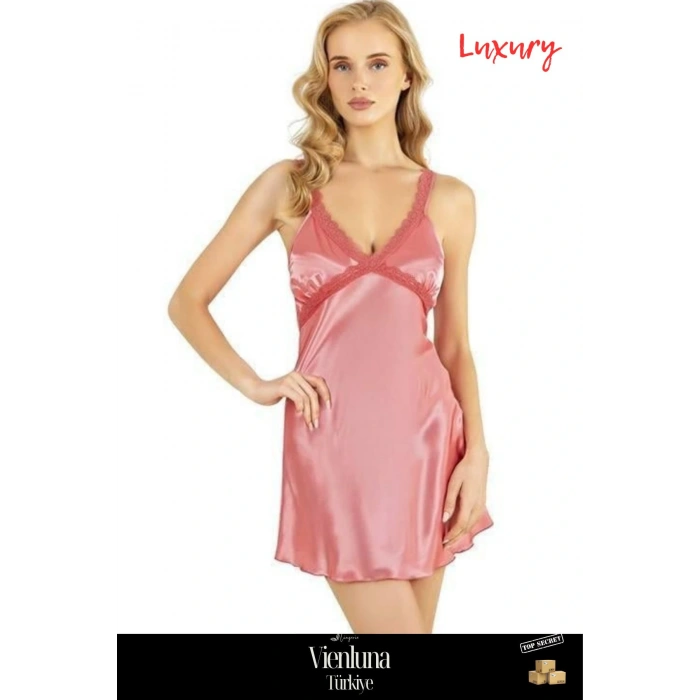 Premium Ürün Özel Seri Şık Lüks Zarif Modern Fantezi Erotik Seksi Rahat Çekici Kısa Saten Gecelik