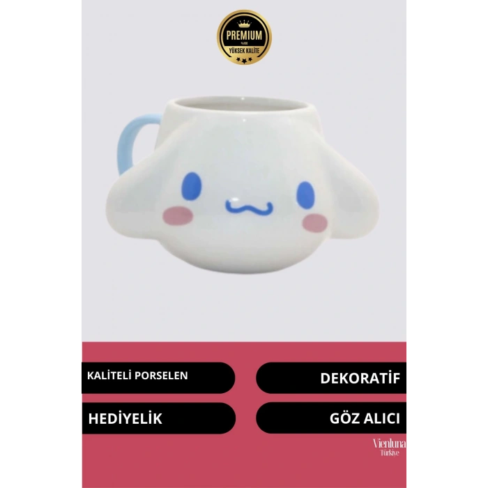 Deluxe Tasarım Dekoratif Estetik Armağan Sevgili Dost Aşk Arkadaş Porselen Cinnamoroll Kupa Bardak