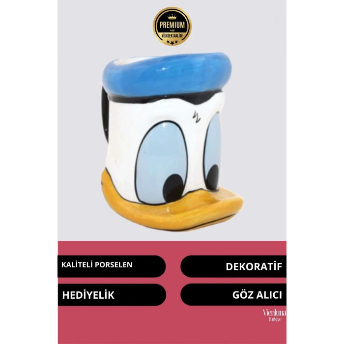 Deluxe Tasarım Dekoratif Estetik Armağan Sevgili Dost Aşk Arkadaş Porselen Daffy Duck Kupa Bardak