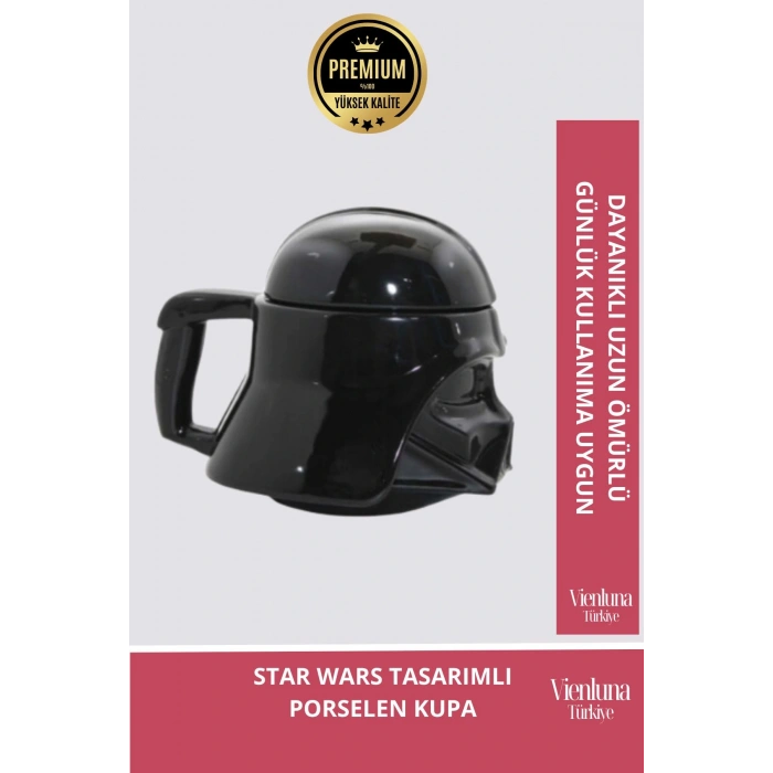 Deluxe Tasarım Dekoratif Estetik Armağan Sevgili Dost Aşk Arkadaş Porselen Star Wars Kupa Bardak