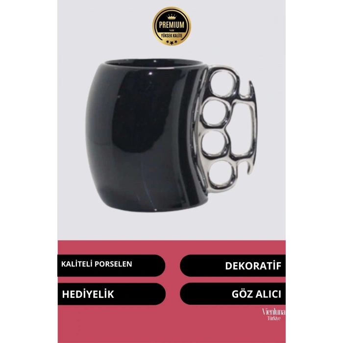 Deluxe Tasarım Dekoratif Estetik Armağan Sevgili Dost Aşk Arkadaş Porselen Siyah Kupa Bardak
