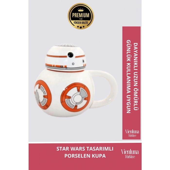 Deluxe Tasarım Dekoratif Estetik Armağan Sevgili Dost Arkadaş Porselen Uzay Star Wars Kupa Bardak