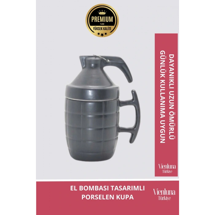 Deluxe Tasarım Dekoratif Estetik Armağan Sevgili Dost Aşk Arkadaş Porselen El Bombası Kupa Bardak