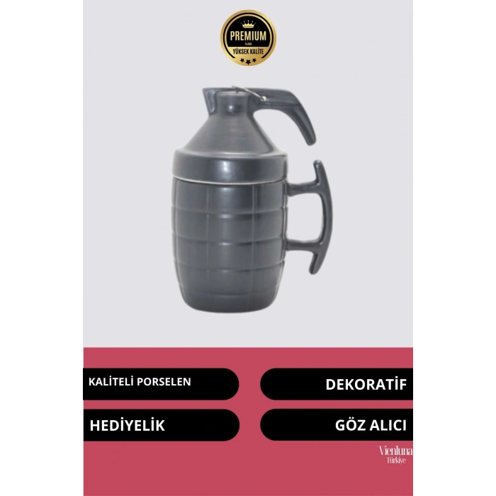 Deluxe Tasarım Dekoratif Estetik Armağan Sevgili Dost Aşk Arkadaş Porselen El Bombası Kupa Bardak