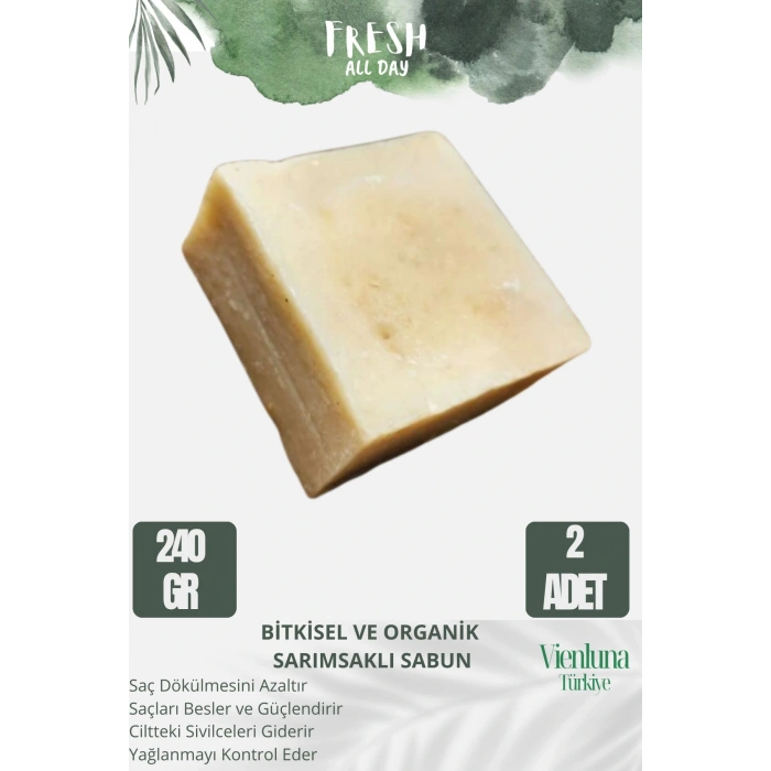 Özel Üretim El Yapımı %100 Doğal Vücut Saç Bakım Güzel Kokulu Cilt Dostu Sarımsaklı Sabun 2 Adet