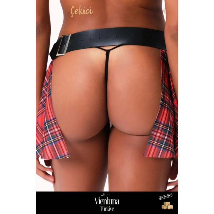 Yeni Sezon Premium Lüks Kadın Fantezi Lüks Seksi Zarif Kareli Harness Deri Etekleri Dantel Süslemeli