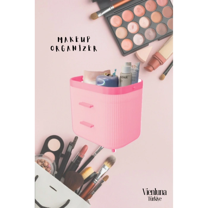 Özel Üretim Makyaj Malzemeleri Organizeri Düzenleyici Saklama Kutusu Pink