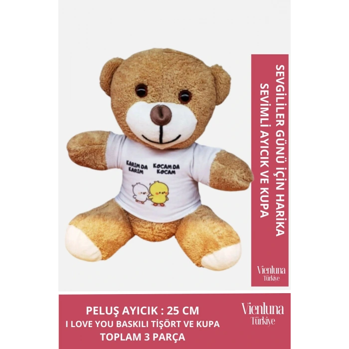 Özel Tasarım Romantik Sevgililer Doğum Günü Karım Da Karım Kocam Da Kocam Baskılı Peluş Ayıcık