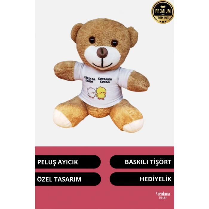 Özel Tasarım Romantik Sevgililer Doğum Günü Karım Da Karım Kocam Da Kocam Baskılı Peluş Ayıcık