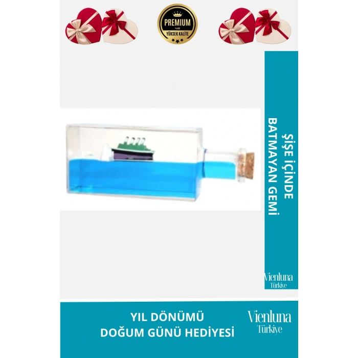 Premium Üretim Batmayan Bacalı Gemi Yıl Dönümü Aşk Sevgili Doğum Günü Hediye Şişe Akvaryum
