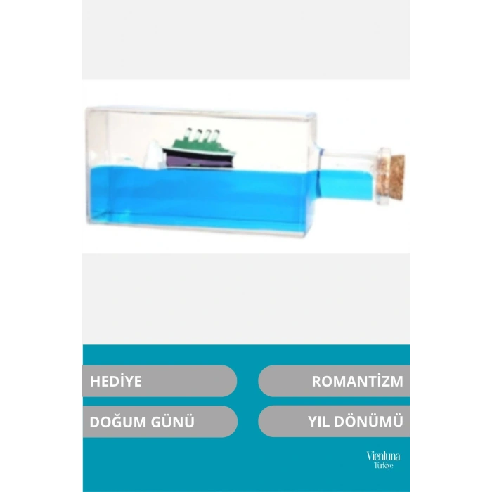 Premium Üretim Batmayan Bacalı Gemi Yıl Dönümü Aşk Sevgili Doğum Günü Hediye Şişe Akvaryum