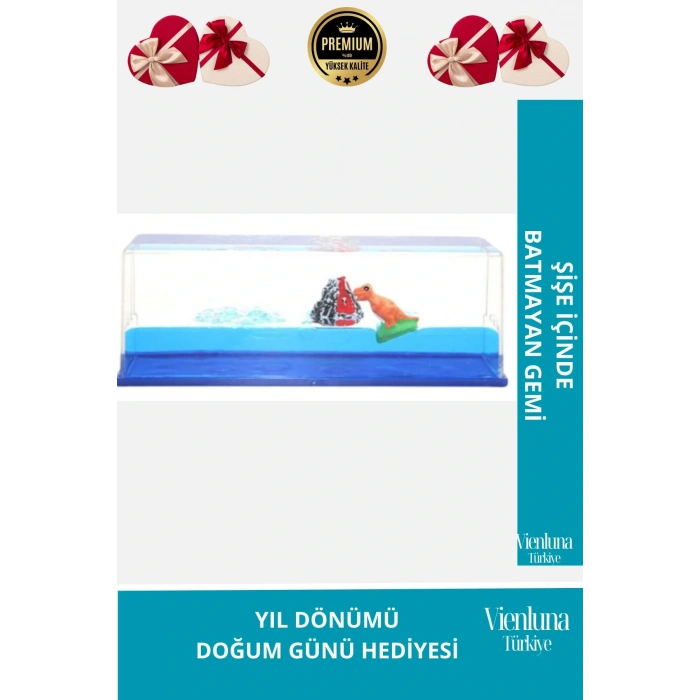 Premium Üretim Batmayan Dinazor Gemi Yıl Dönümü Aşk Sevgili Doğum Günü Hediye Şişe Akvaryum