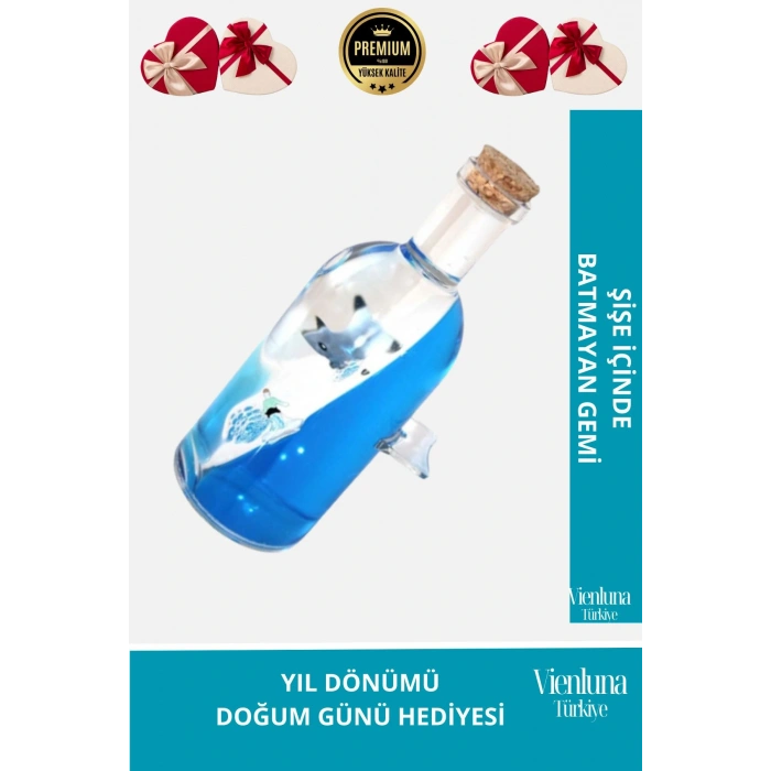 Premium Üretim Batmayan Sörf Gemi Yıl Dönümü Aşk Sevgili Doğum Günü Hediye Şişe Akvaryum
