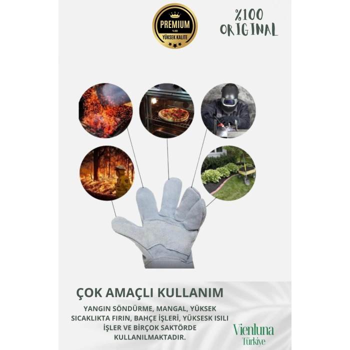 Premium Kalite Yüksek Isı Dayanımlı Kaynak Yangın Waterproof Çok Amaçlı Deri Eldiven