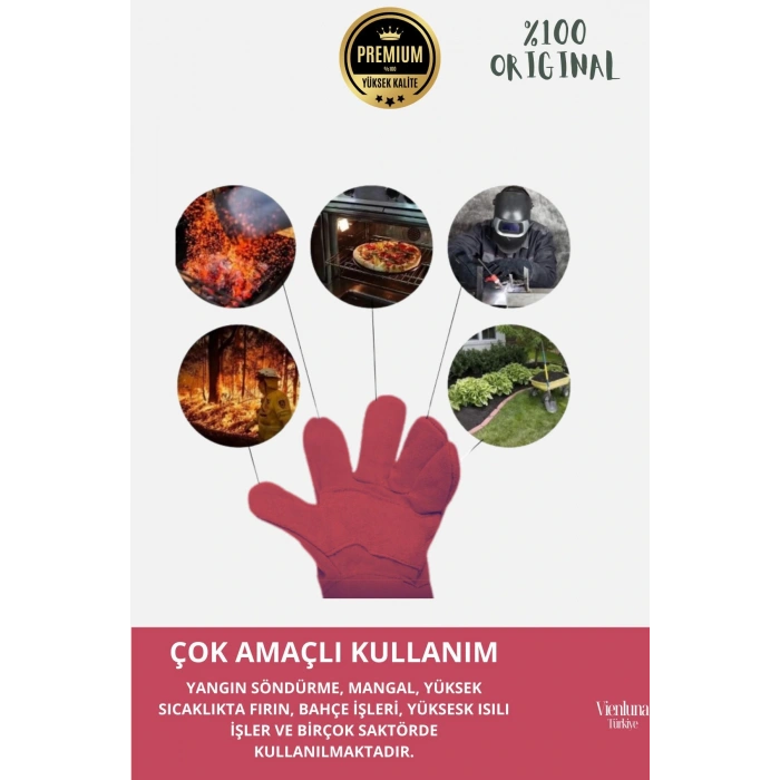 Premium Kalite Yüksek Isı Dayanımlı Kaynak Yangın Waterproof Çok Amaçlı Deri Eldiven