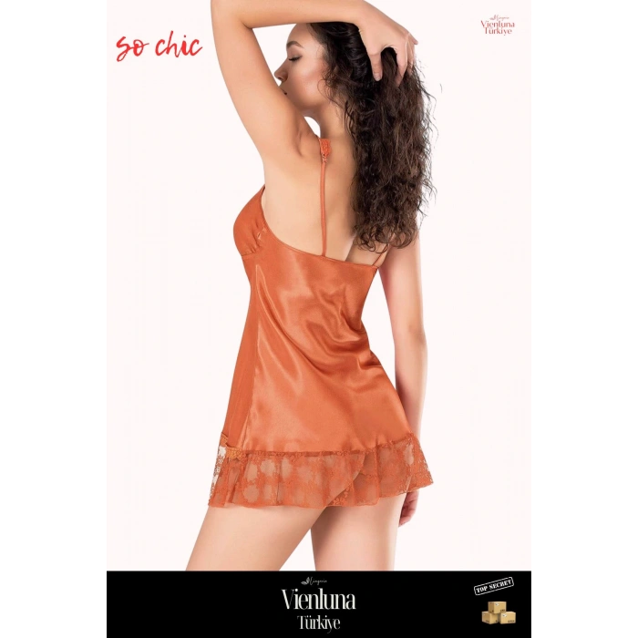 Yeni Sezon Özel Üretim Premium Şık Lüks Zarif Modern Erotik Seksi Çekici Fantezi Kısa Saten Gecelik