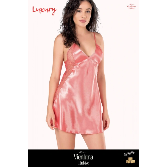 Yeni Sezon Özel Üretim Premium Şık Lüks Zarif Modern Erotik Seksi Çekici Fantezi Kısa Saten Gecelik